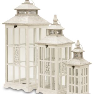 Sada 3 ozdobných drevených lampášov