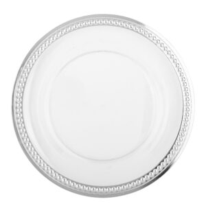 Dekoratívna biela podložka pod tanier so strieborným okrajom