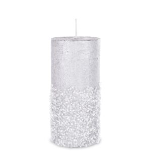 Sviečka valcová stredná diamantová strieborná strieborná