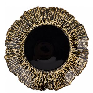 Dekoratívna čierna podložka pod tanier so zlatým okrajom