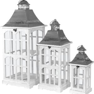 Lampáše drevené biele sada 3x