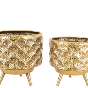 Zlaté kvetináče na nožičkách 2x